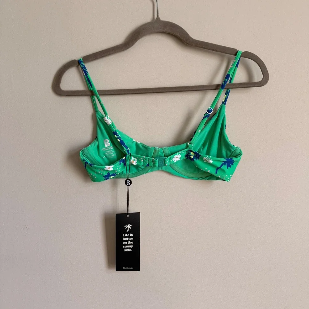 Blackbough Swim Willow Underwire Bikini‎ Top Green Floral Tropical Small NWT